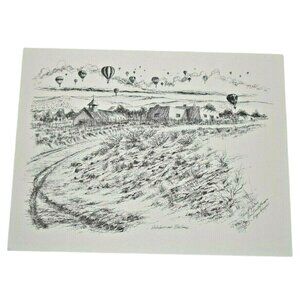 Roger Reyes 1994 “Adobes and Balloons” Signed Print 20x27 Southwest Art